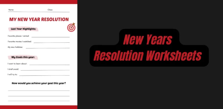 New Year’s Resolution Worksheet Printables PDF 2024